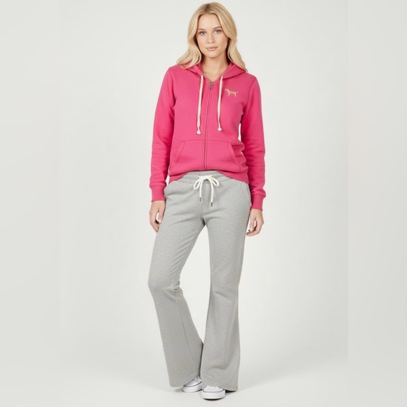 Victoria's Secret Pink Hoodie LOVE PINK Large Zip Front Y2K Spell Out Back Sweet - Picture 1 of 12